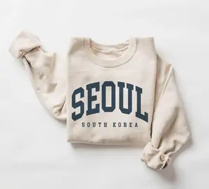 Seoul Sweatshirt, South Korea Pullover, Vintage Varsity Aesthetic, Trendy Travel Destination Gift, Unisex Crewneck Sweatshirt