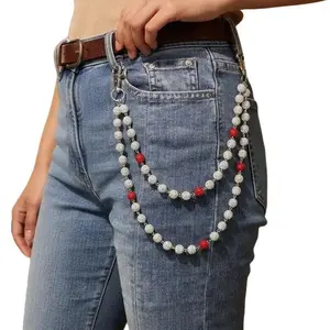 Fashion Street Hip-Hop Pants Chain Handmade Ceramic Rhinestone Ball Waist Chain Unisex Body Chain Accessory For Daily Wear Multicolor Iron Alloy Non-Stretch