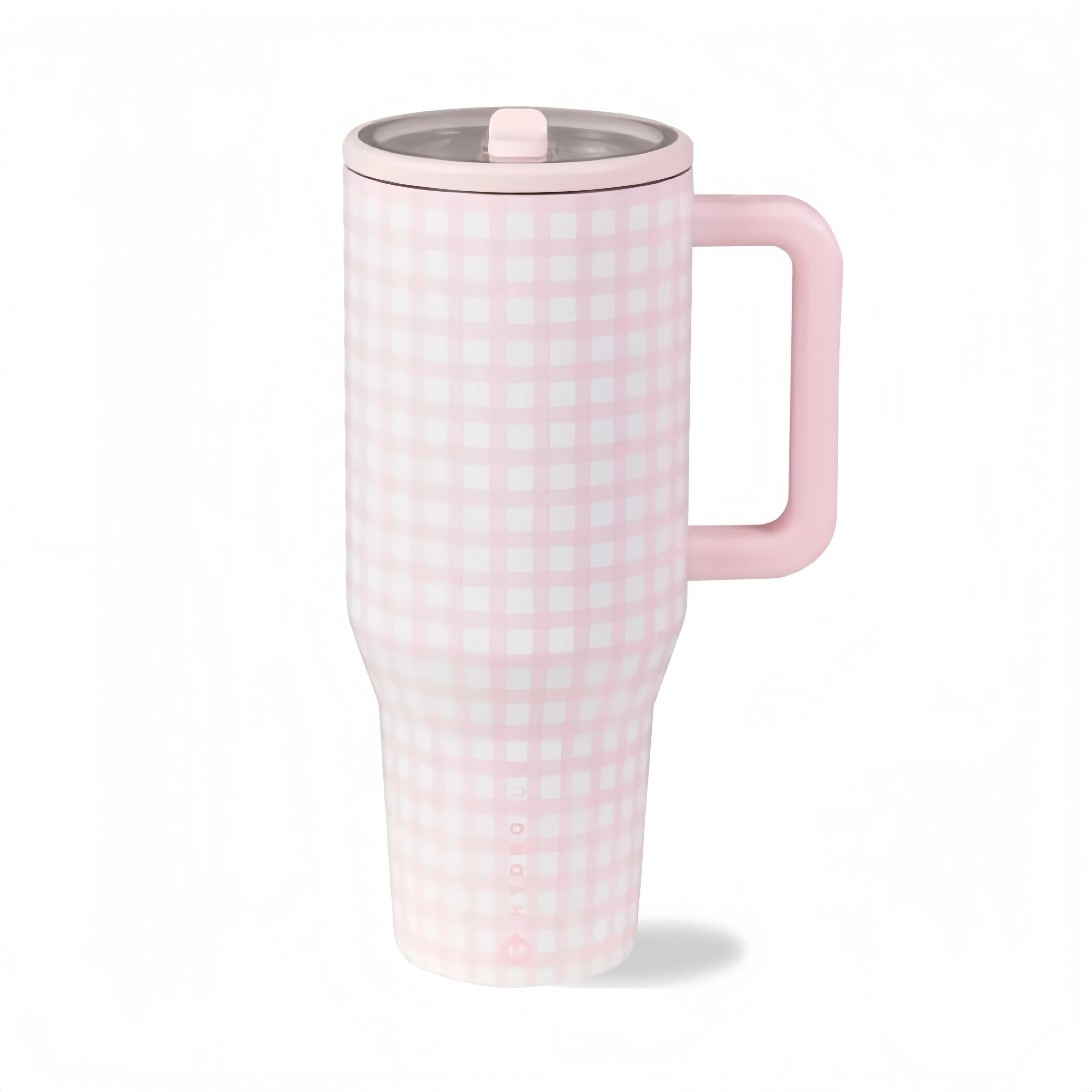 HydroJug Traveler 40 oz Pink Plaid Bottle with Flip-Top Straw Design Leak-Proof Seal Stainless Steel Tumbler for Men Women Portable Hydration Companion