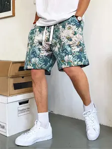 Men's Summer Casual Loose Comfy Vintage Floral Print Shorts, Drawstring Waist, Mid Waist, Relaxed Fit, Straight Leg, Home, Office, Outdoor, Street Style
