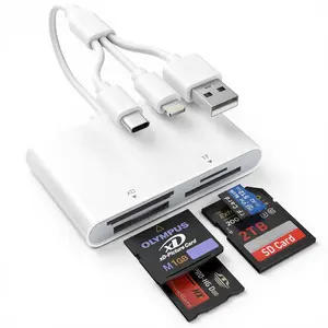 4-in-1 Memory Stick Pro Duo Adapter for iPhone, Android, and PC – Lightning, USB-C, USB-A OTG Card Reader for SD, TF, MS, and XD; High-Speed 480Mbps Sony Cybershot Compatible Reader; Plug and Play, No App Needed