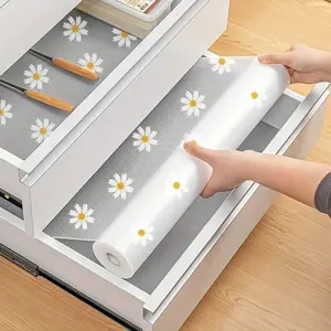 Daisy Shelf Liner for Kitchen Cabinets Non-Adhesive Drawer Liner Non-Slip Refrigerator Liner Waterproof Fridge Pad Cupboard Mat