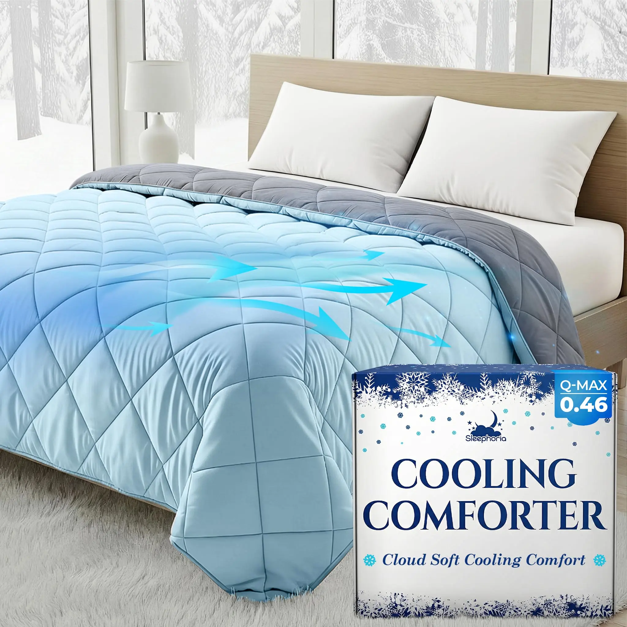 SLEEPHORIA Cooling Comforter - BreezeWeave Cooling Blanket for Hot Sleepers & Deep Rest - Cloud Soft, Breathable, Ultra Durable, Easy Care, Reversible