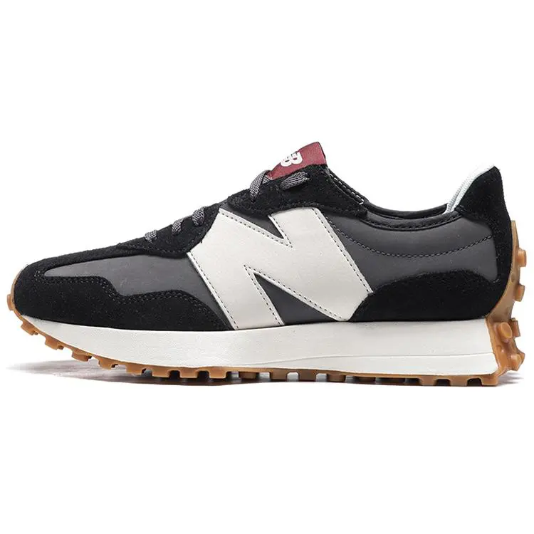 New Balance NB 327 Suede Fabric Low-Top Casual Running Shoes for Women in Black and Gray
