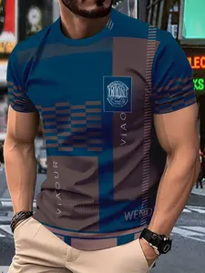 Men's Casual Streetwear Striped Short Sleeve T-Shirt Top, Breathable Colorblock Design, Perfect for Daily Wear, Parties, Events, and Gifts