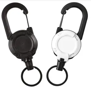 2pcs Heavy Duty Retractable Keychain,Multitool Carabiner Badge Holder,Tactical ID Badge Reel with 23.6” Steel Retractable Cord for Men and Women Metal