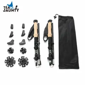 Trekking Hiking Poles Collapsible [1 Pair] - Lightweight Aluminum Alloy Walking Sticks with Soft Grip Cork Handle for Seniors Women Men