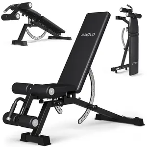 MIKOLO Adjustable Weight Bench, Workout Bench Press Set, Removable Leg Support for Flat Incline Decline Sit Up Bench, Vertical Storage Space-Saving Multi-Functional Home Gym EquipmentMIKOLO