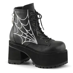 Demonia Women's Ranger-105 Black Vegan Leather Ankle Boots