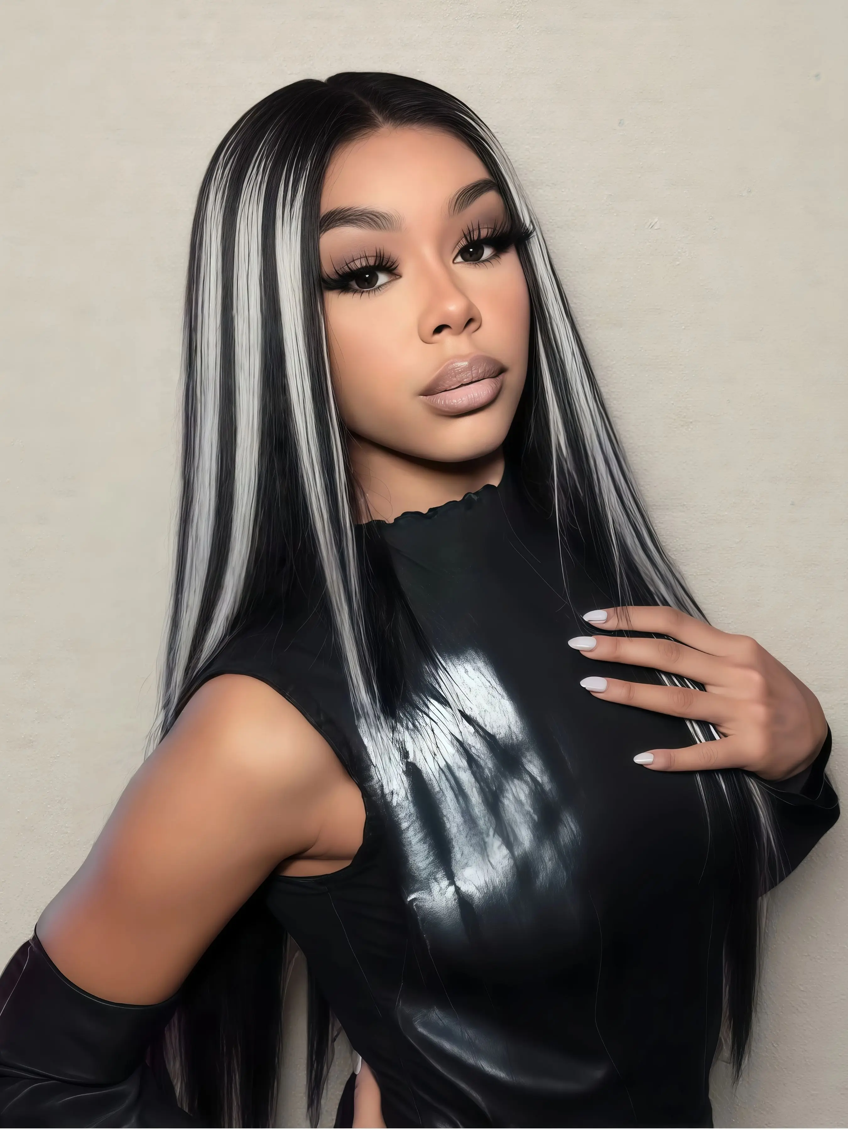 28 Inch 13*4 HD Transparent Lace Frontal Wigs Long Straight black Synthetic Heat Resistant Fiber Hair Wig Silk Straight Hairpiece For Women, Natural Looking Wigs, With Glueless Lace Natural Straight 200% Density Natural Scalp Wig