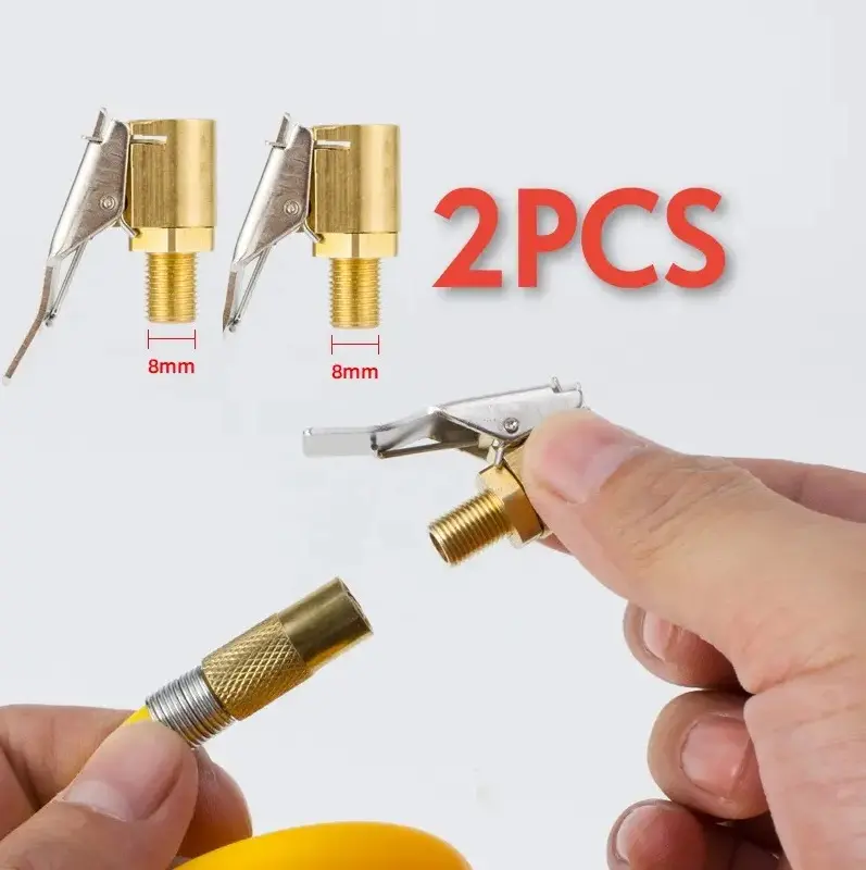 Brass Locking Tire Air Chuck with Clip Adapter - Secure Connection Car Tire Inflator Hose Nozzle Connector, Versatile Use Hand Tool #MothersDayGift #GiftsForHer