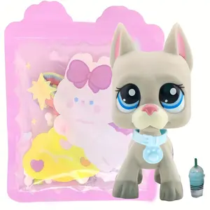 Lps Great Dane Collectible Doll, Blue Different Eyes, Mini Pet Shop Rare Figure with Accessories, Birthday Christmas Halloween Gift