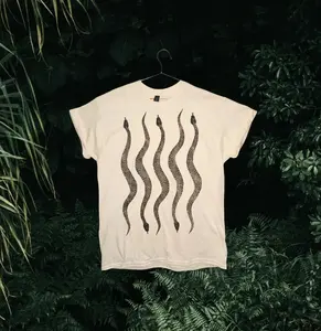 Snake Linoprint Tshirt unique hand printed pattern python short sleeve shirt unisex