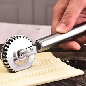 Stainless Steel Pastry Cutter Wheel, Fluted Pasta Dough Crimper, Ravioli Cutter Maker Tool, for Pizza, Noodles, Cookies, Pie Crust, Bakeware