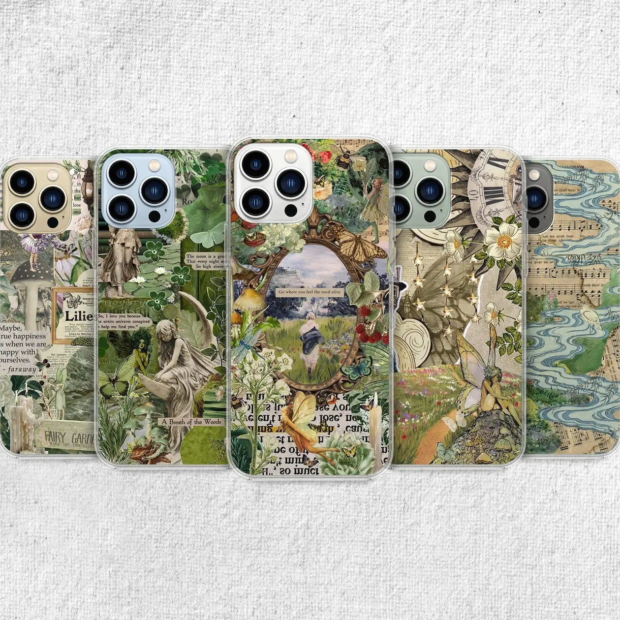 Fairycore Aesthetic Phone Case - Cottagecore Angel Artwork fit for Phone 16 Pro Max 15 14 13 12 11 Plus, S24 Ultra S23 S22 S21 S20