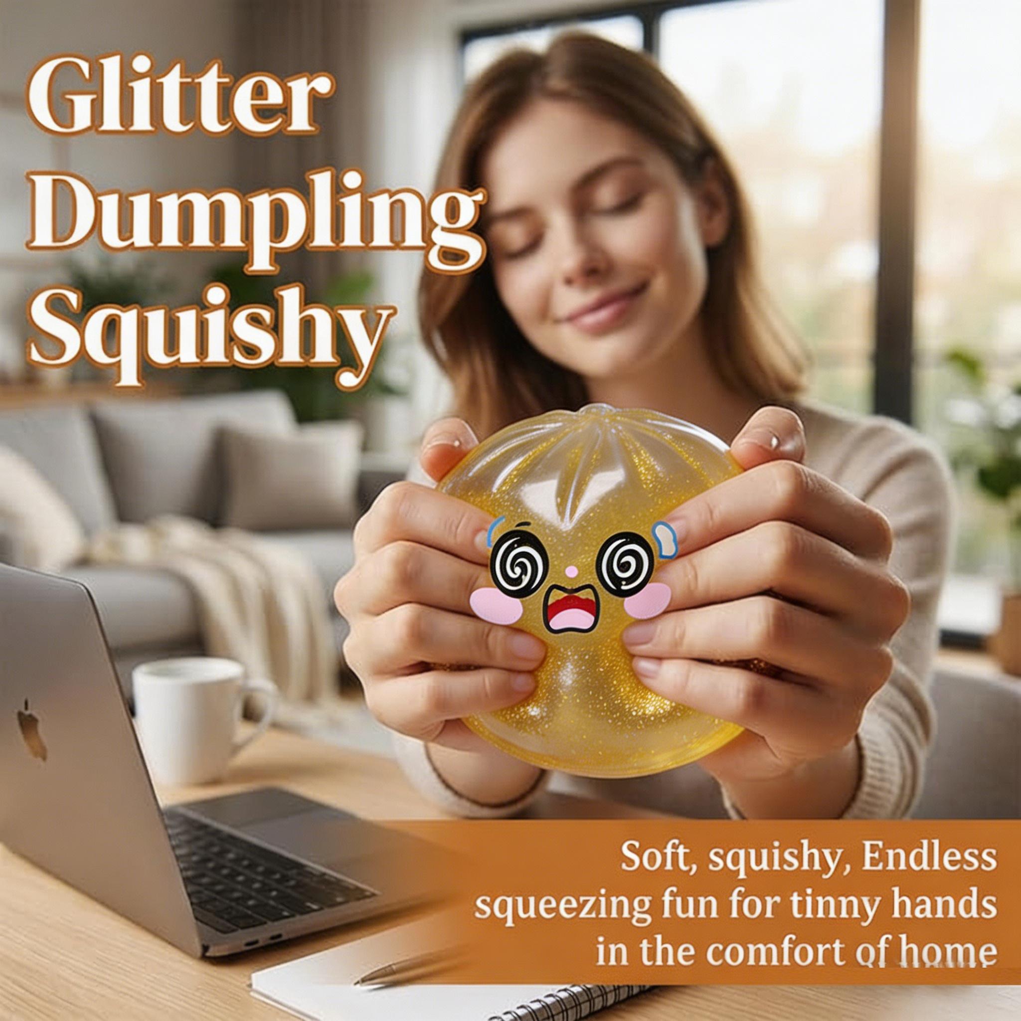 5 Pack Cute Glitter Steamed Bun Squishy Set | Slow Rising Stress Relief Fidget Toys For Kids & Adults