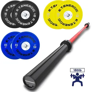 Olympic Barbell Weight Sets with 7ft Olympic Bar and 10LB/45LB/35LB Barbell Olympic Weight Set for Training and Power Lifting