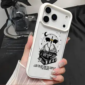 StarsandMoonBookPattern Magnetic Phone Case Supports Wireless Charging for iPhone 17 15 16 14 Pro Max 13 12 11 AIR XR XS Plus E Shockproof Non Slip Protection Silicone Transparent Acrylic Cover Cellphone Protective Durable Smartphone