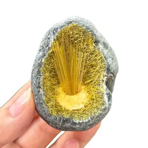 60-80g Rare Yellow Magnetite Goethite Quartz Crystal Cluster Ironstone Yellow Copper Ore Home Decorations