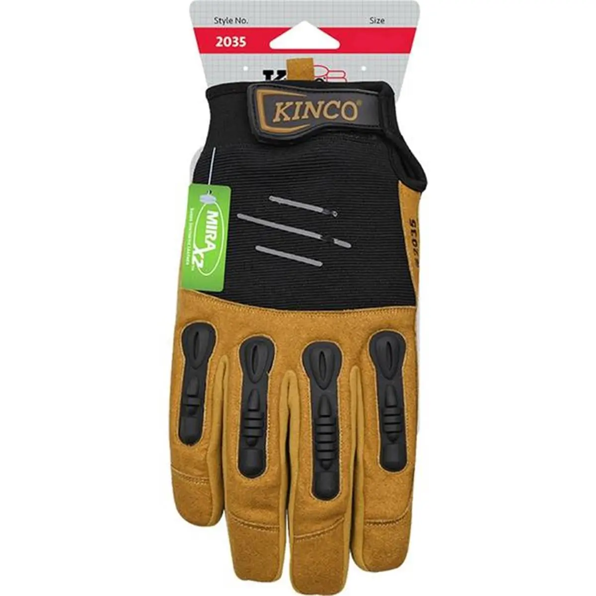 Kinco 7014490 Foreman Men's High Quality & Reliable Leather Palm Safety Work Gloves - Black & Tan, Padded, Flexible, Mirax2 Back, All Seasons, Abrasion Resistant, Durable, Form-Fitting, Indoor Use, Extra Large, Set of 2, Abrasion Resistant Gloves, Durable