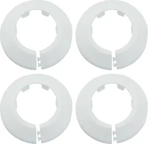 4PCS 1 1/2 Inch Outer Diameter Flange Water Pipe Cover 40MM White PP Plastic Escutcheon for Wall Pipes Tube Decorative Protection