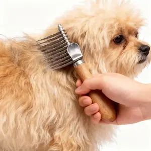 Dog Comb for Dematting Detangling Brush for Dogs & Cats - Gently Removes Mats from Undercoat Fluffs Fur for Poodles Golden Retrievers and Long-Haired Pets Stainless Steel Pet Grooming Comb Removes Dead Detangler Brush for Dogs Comb Tool for Grooming tikto