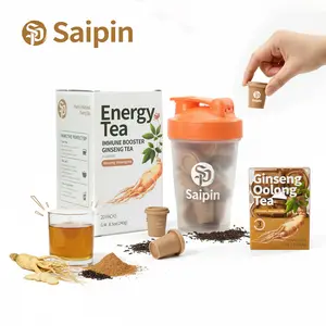 Saipin Ginseng Energy Tea Pods 20 Freeze-Dried Pods + FREE Shaker No Sugar No Caffeine Clean Focus Calm Power for Work Gym On The Go 4X Active Power