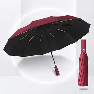 Unisex Automatic Foldable Umbrella - 12-Rib Reinforced, Windproof, Waterproof, Anti-UV/UVB, High-Quality Fabric, Compact Lightweight, All-Weather, Foldable Handheld Umbrella for Outdoor, Business Use, All-Weather Umbrellas, Anti-Uv/Uvb Umbrellas