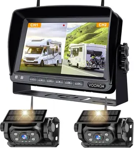 VOONOA Wireless 2 Magnetic Backup Camera with 7" Monitor | Solar Charging 15000mAh Battery | IP67 Waterproof Hitch Camera for Car Truck Trailer RV