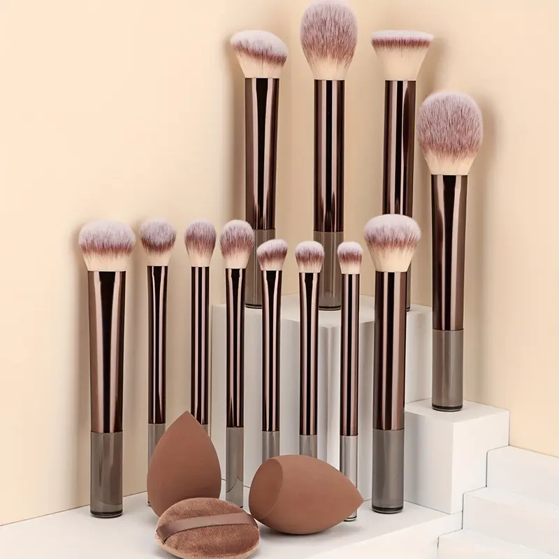Professional Makeup Brushes Kits for Women, 15pcs/set Including Compact Brush & Sponge & Powder Puff, Aesthetic Brushes Blender Sponge Brushes, Makeup Brushes Set, Makeup Product, Soft Makeup Brushes Set, Blending Brush, Cosmetic Brush Set