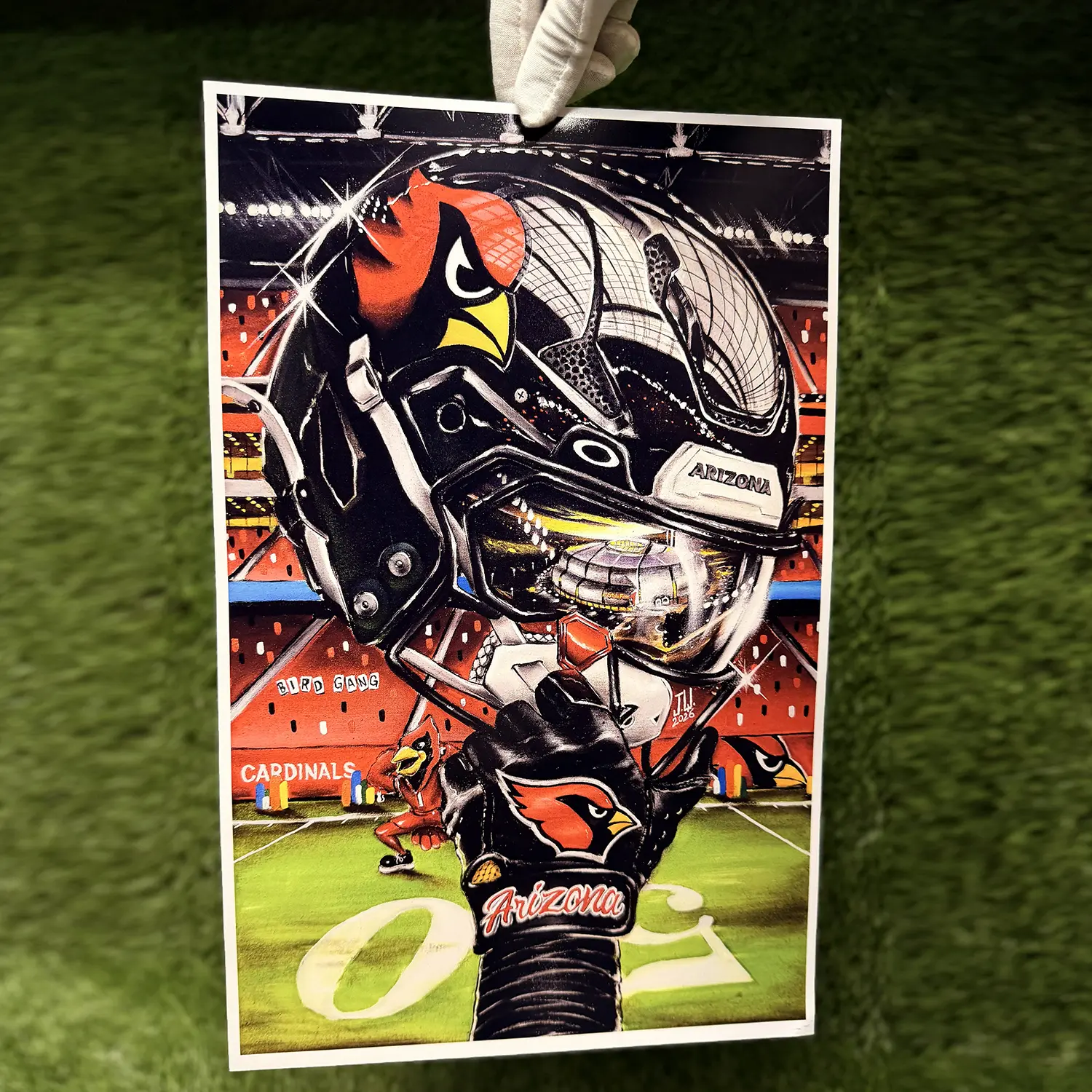 Jeremy Worst Signed & Numbered Limited Edition Football Helmet Poster Prints, 2024-2026 Football Theme Artistic Decor, 11x17/16x24/24x36 Inches for Man Cave GameRoom Wall Decor