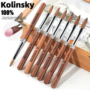 Kolinsky 100% Pure Kolinsky Acrylic nail Brush UV Gel Carving Nail Brush Sandalwool Handle Zircon Butterfly Manicuring Nail Tool Size 2 # -20 #