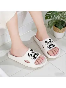 1 Pair of EVA Heart Panda Household Indoor Slippers, Lightweight, Flexible, and Simple, Easy to Clean, Suitable for All Seasons, a Home Essential, Women Shoes