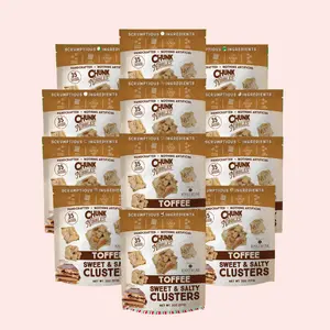 Chunk Nibbles Toffee Snack Clusters | 12 Pack | 2oz Bags | Sweet & Salty Cluster Bites