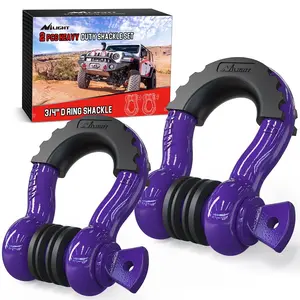 Nilight Heavy Duty 3/4 in Steel D-Ring Shackle Pair, Including Washer Kit, Purple