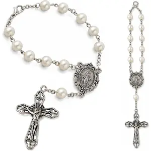 2 count . Michael  Rosary for Rearview Mirror, Catholic Decade Pocket Rosary with 8mm Black Beads, Crucifix and Medal, Auto  Accessory for Prayer and Travel () (2)