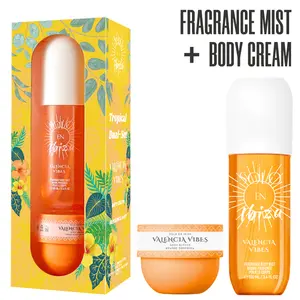 2-Piece Set, SOLO EN IBIZA Body & Hair Fragrance Mist And Body Cream Gift Box For Men And Women, Long Lasting Fragrance, 4 Different Scent, Perfect For Holiday Gifts, Dating, Daily Life, Parties, 3.4 Fl Oz Perfume, 50g Body Cream