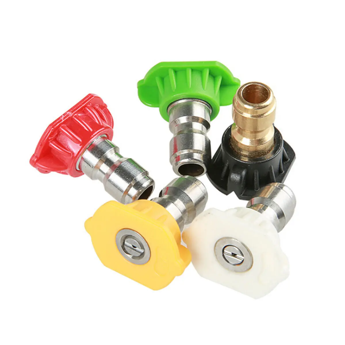 5pcs High Pressure Water Pressure Washer Nozzle Tool Kits - 100% Brand New Plastic Quick Connect 1/4" Garden Hose Connector, 1 Black Soap Tip, Concentrated Pencil Jet, Sensitive Surfaces Car Cleaning Accessory, Replaceable Hose Accessory, Water Hose
