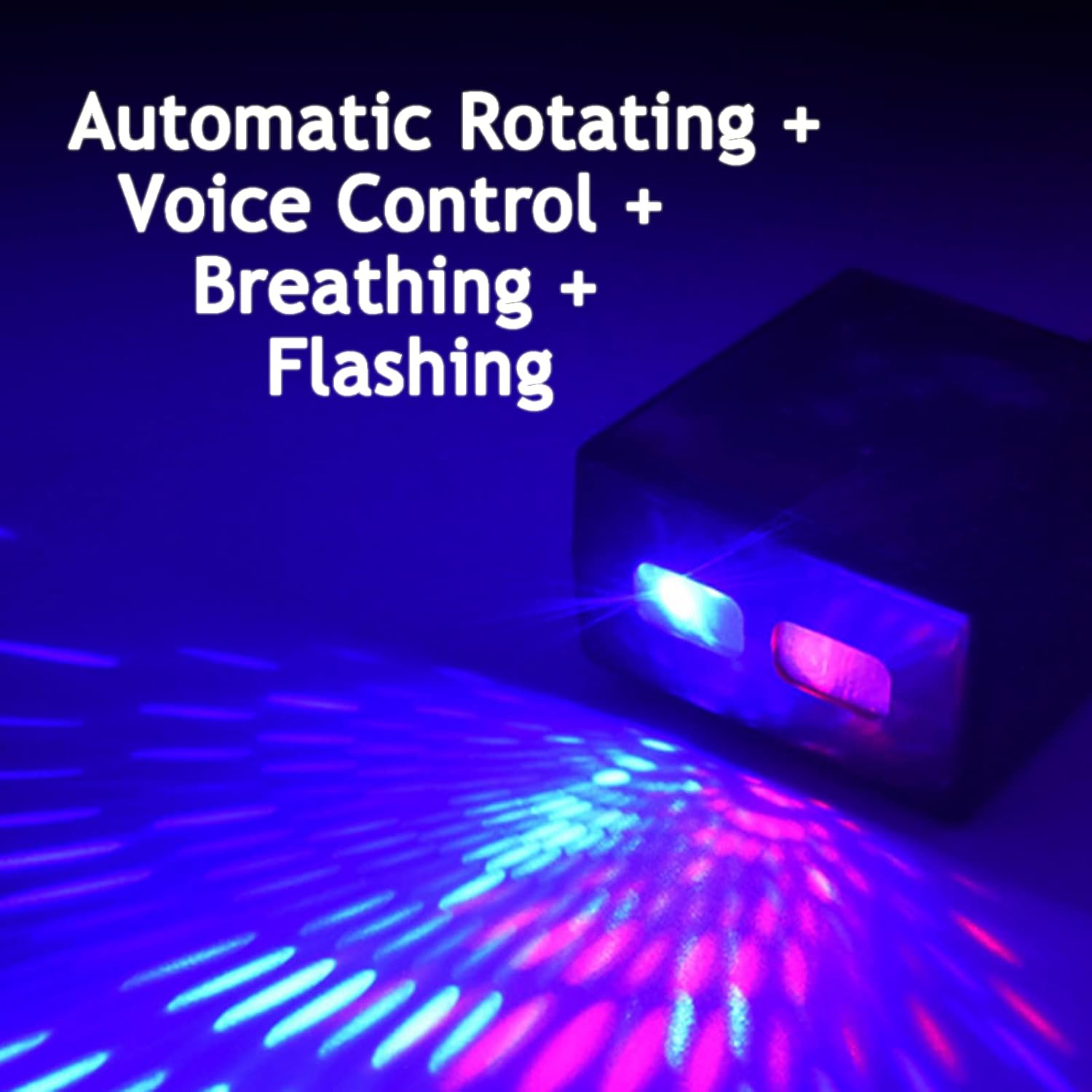 Car Roof Star Night Light, USB Romantic Ceiling Projector Light with Sound Activated Strobe & Auto Rotating, Adjustable Neon Accent Light for Car, Bedroom & Party