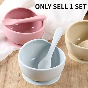 2-Piece Silicone Utensil Set, Includes Bowl and Spoon, BPA-Free, Safe and Durable, Child-Friendly Dining Accessories