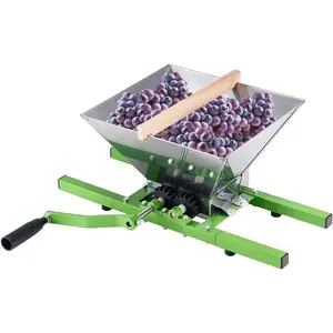 VEVOR 1.8 Gal/7L Fruit and Apple Crusher, Large Manual Grinder, Stainless Steel Fruit Scratter Pulper for Wine Cider Apple Grape Pressing, with Roller Handle for Kitchen Home, GreenVEVOR Super Brand Day