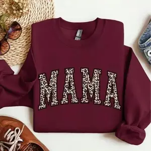 Mama Leopard Print Sweatshirt  - a trendy women's crewneck, perfect for stylish and cozy wear. mother's day gift, mother's day gifts, Mother's Day Sweatshirt - LORA ATCHER