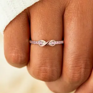 Forever Best Friends Pink Oath Infinity Symbol Ring Set - 2PCS White Gold-Plated Adjustable Rings with "Promise?" & "Promise." Engraving for Unbreakable Bond