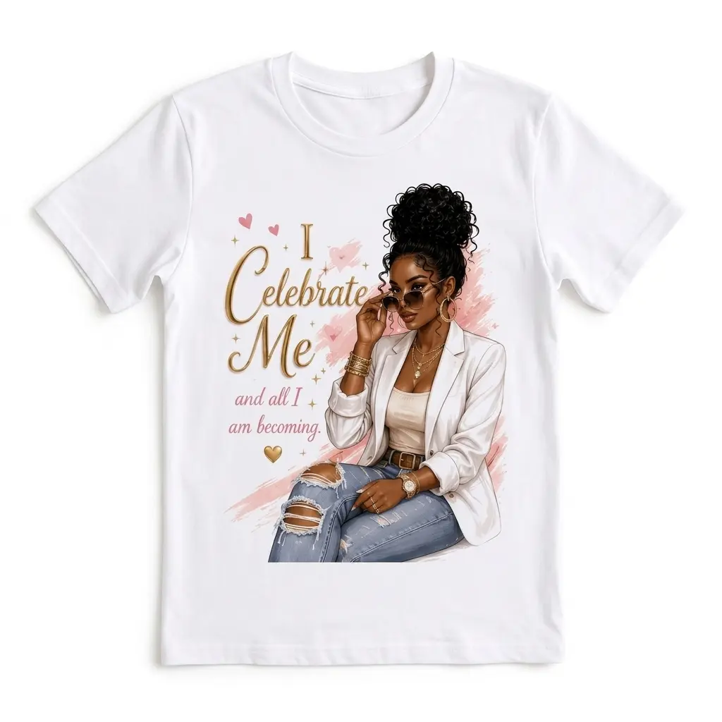 I Celebrate Me Metallic Golden Typography Graphic unisex soft cotton short sleeve t shirt, vintage graphic casual tee for men women teens, perfect birthday holiday gift for camping travel gym daily street  wear