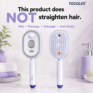 Electric Spray Air Cushion Massage Comb with Self-Cleaning, Anti-Tangle, Anti-Static, Volumizing Functions and Essential Oil Mist Aromatherapy Hair Care