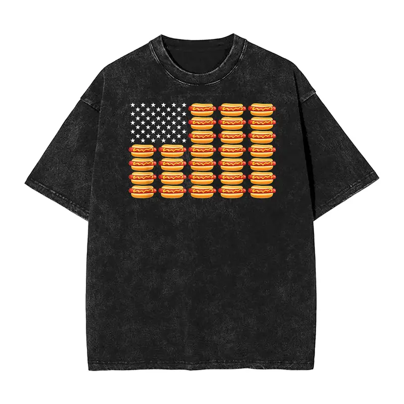 Men's Cotton Round Neck Short-Sleeve Graphic T-Shirt - Menswear, Red White Blue American Patriotic Print, Tailored Cut, Lightweight, Smooth, Soft, Breathable, Casual All-Seasons Top for 4th of July, Day Summer BBQ