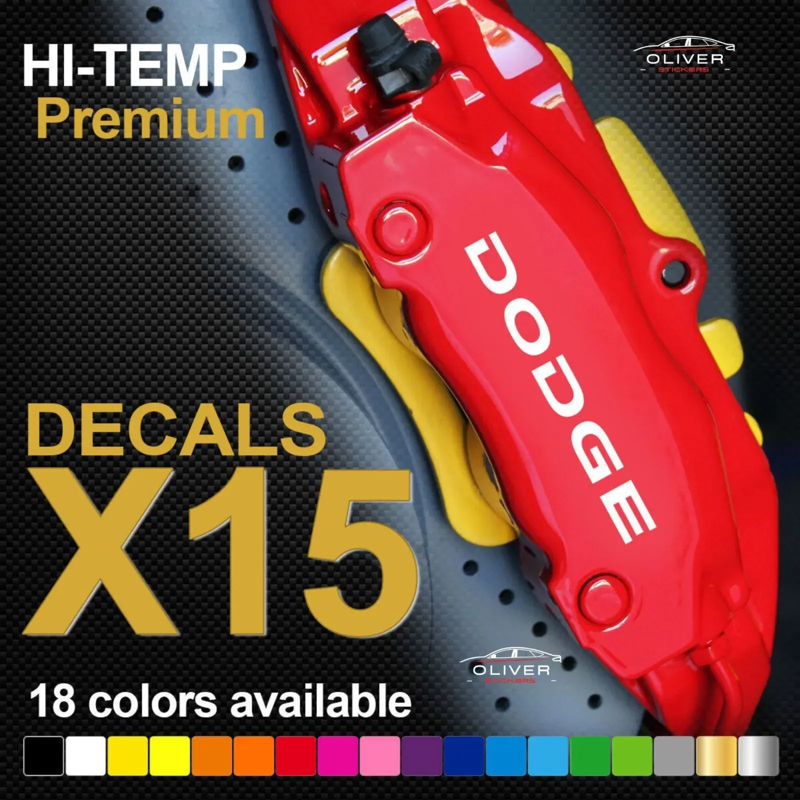 15x DODGE Brake Calipers Decal Stickers for Car 15x DODGE Brake Calipers Decal Stickers for Car