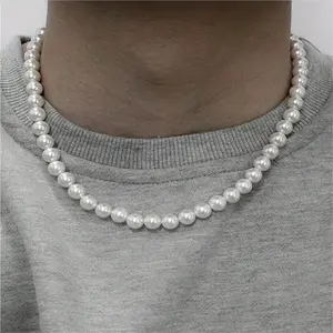 1pc Elegant Men's Faux Pearl Necklace for Simple Temperament - Necklaces with Luxurious Design, Perfect for Christmas Birthday Party, Anniversary, or Daily Wear