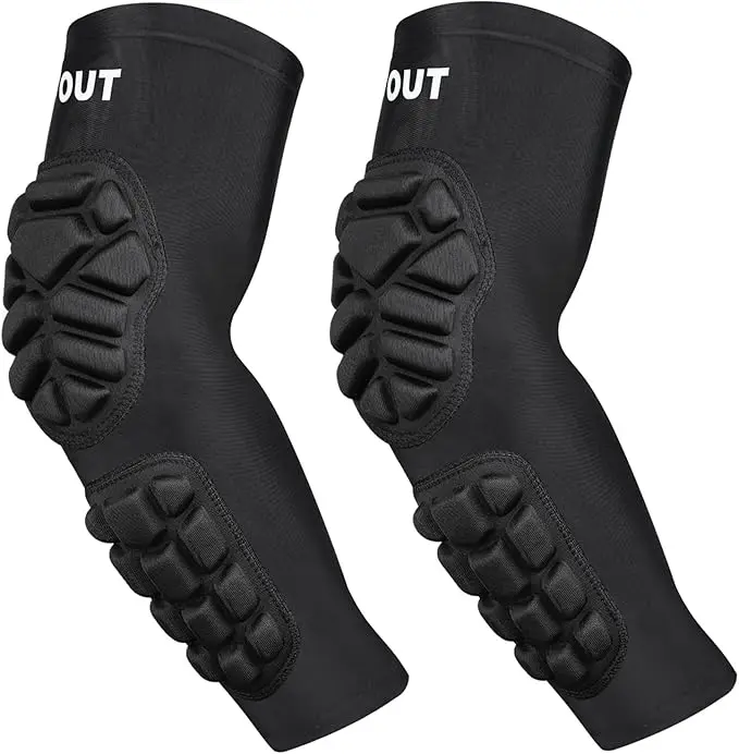 TUOY Elbow Pads Padded Elbow Arm Protection Football Elbow Padding Youth Adult Size 1 Pair Sports Sleeves Volleyball Gear Soft Shell Safety Pads Flexible Form Fitting Lightweight