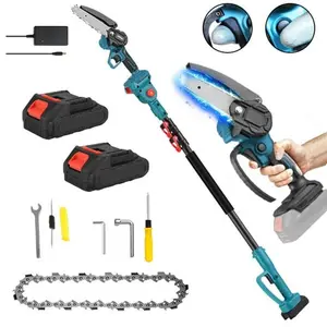 High-Support Saw Expansion Rod Set (2PCS) with Brushless Electric Motor High-Altitude Shear Pruning Saw, 2x1500mAh Batteries, 1 Lengthened Double-Charger, Blade - Garden Cutting Machine Tool Kit for Gardeners